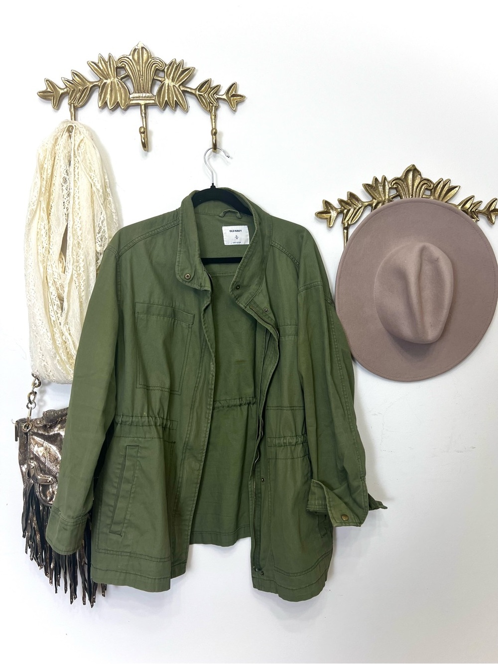 🍂🍁Fall ready Green utility cargo jacket xl ptp 26”